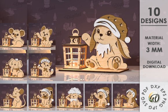 99+ Laser Cut Wood Projects To Sell From Home 383 Laser cut wood designs featuring animals and a lantern, suitable for personalized crafts.