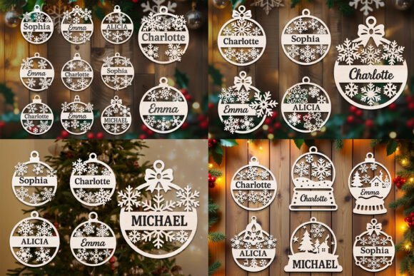 99+ Laser Cut Wood Projects To Sell From Home 150 Personalized laser cut wood Christmas ornaments with names and snowflake designs.
