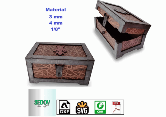 99+ Laser Cut Wood Projects To Sell From Home 467 Laser cut wood keepsake box with intricate design and open lid, showcasing storage space inside.