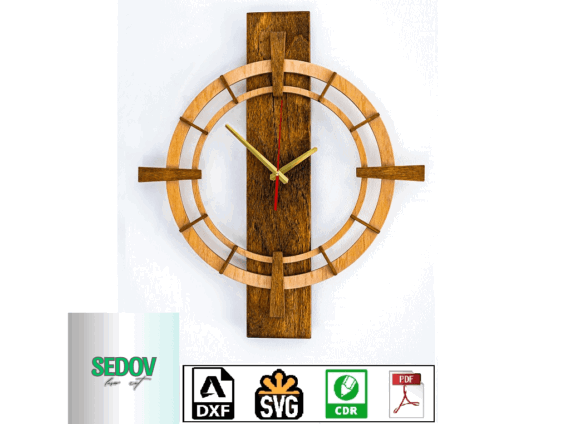 99+ Laser Cut Wood Projects To Sell From Home 7 Laser cut wooden wall clock with circular design and gold hands.