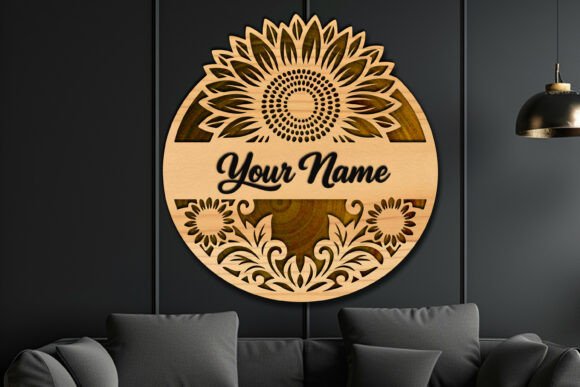 Easy Laser Cut Wood Projects To Sell On Etsy 25 Personalized laser cut wood sign with sunflower design and customizable name, suitable for home decor.