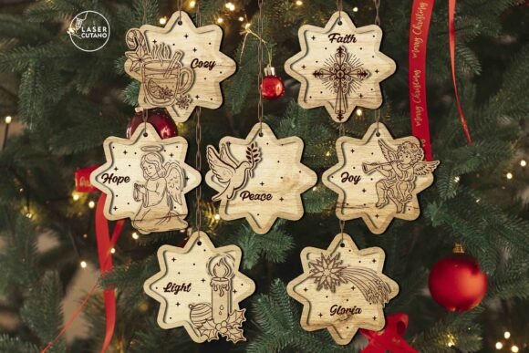 99+ Laser Cut Wood Projects To Sell From Home 157 Laser cut wooden Christmas ornaments featuring designs of angels, stars, and holiday symbols.