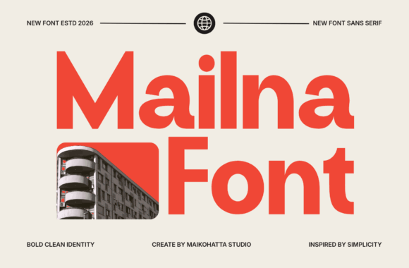 70+ Food Logo Fonts for Restaurants, Cafes, and Food Brands 138 Mailna Font displayed in bold sans serif style with a modern design.