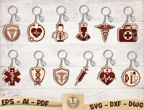 99+ Laser Cut Wood Projects To Sell From Home 51 Laser cut wooden keychains featuring medical and health-themed designs.