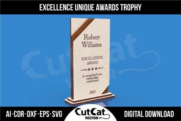 Easy Laser Cut Wood Projects To Sell On Etsy 73 Laser cut wooden trophy with engraved text for an excellence award.