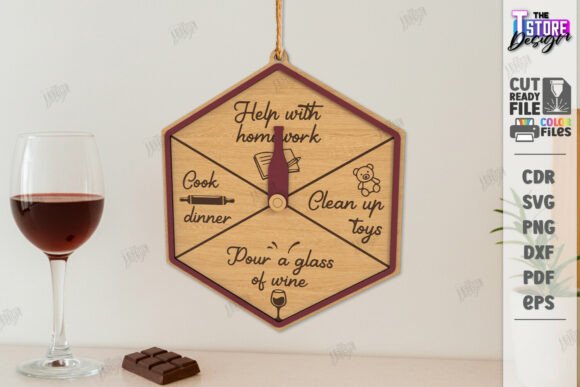 99+ Laser Cut Wood Projects To Sell From Home 27 Laser cut wooden clock with tasks like 'Help with homework' and 'Pour a glass of wine'.