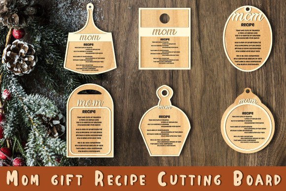 99+ Laser Cut Wood Projects To Sell From Home 338 Laser cut wood recipe cutting boards with personalized 'Mom' designs and recipe text.