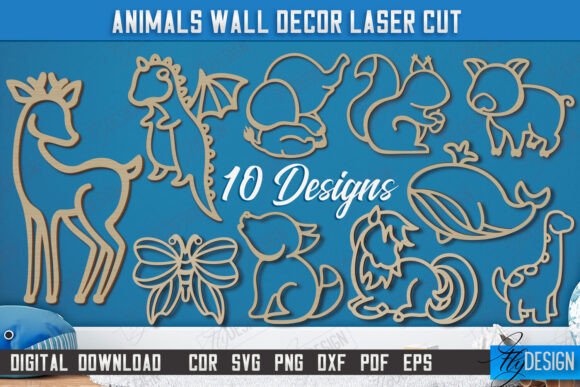 Easy Laser Cut Wood Projects To Sell On Etsy 47 Laser cut wood designs featuring various animals for wall decor.
