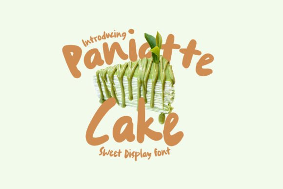 70+ Food Logo Fonts for Restaurants, Cafes, and Food Brands 153 Stylized text featuring 'Paniatte Cake' with a cake illustration, showcasing a playful font design.
