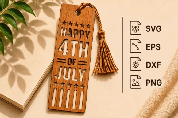99+ Laser Cut Wood Projects To Sell From Home 95 Laser cut wood bookmark with 'Happy 4th of July' design and tassel.