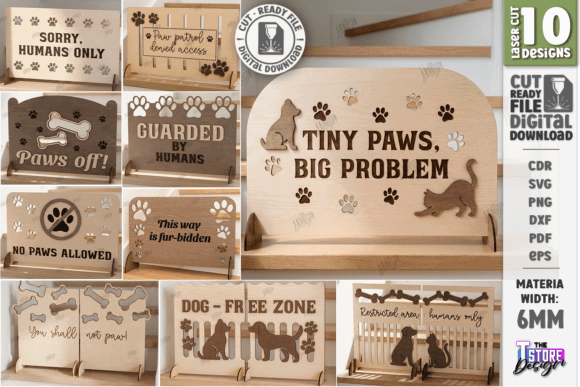 99+ Laser Cut Wood Projects To Sell From Home 256 Laser cut wood pet barrier signs with humorous messages and paw print designs.