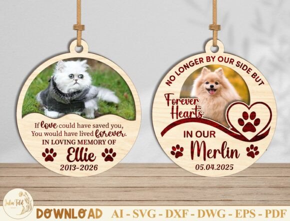 Laser Cut Products That Sell on Etsy and Make Money 39 Personalized pet memorial plaques featuring a dog photo and heartfelt messages.