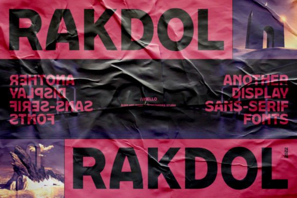 70+ Food Logo Fonts for Restaurants, Cafes, and Food Brands 80 Bold display font design featuring the word 'RAKDOL' on a colorful background.