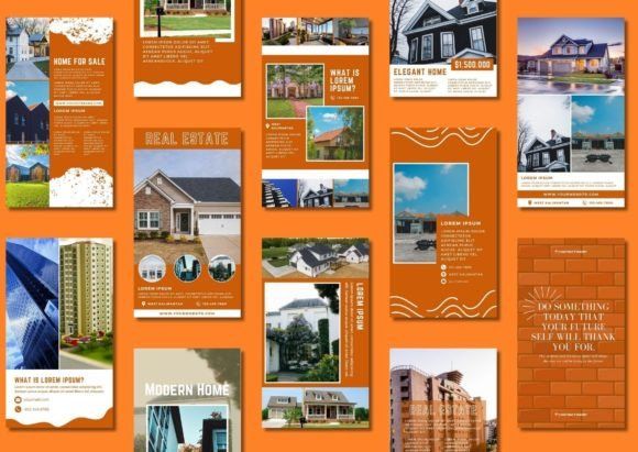 17 Instagram Story Templates for Small Businesses That Boost Engagement 42 Collage of real estate Instagram story templates showcasing various homes and property listings.