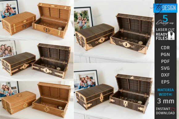 99+ Laser Cut Wood Projects To Sell From Home 472 Set of laser cut wood pet memorial keepsake boxes in light and dark finishes, showcasing intricate designs.