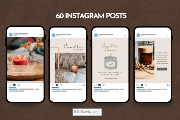 17 Instagram Story Templates for Small Businesses That Boost Engagement 19 Four Instagram story templates featuring candles and cozy aesthetics for small business marketing.