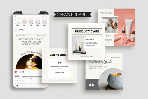 10 Instagram Stories Templates for Business Coaches That Build Trust 25 Editable Canva Instagram Stories templates featuring client quotes and product care tips.