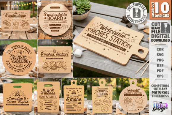 99+ Laser Cut Wood Projects To Sell From Home 354 Laser cut wood kitchen cutting boards with various designs and text for personalized use.