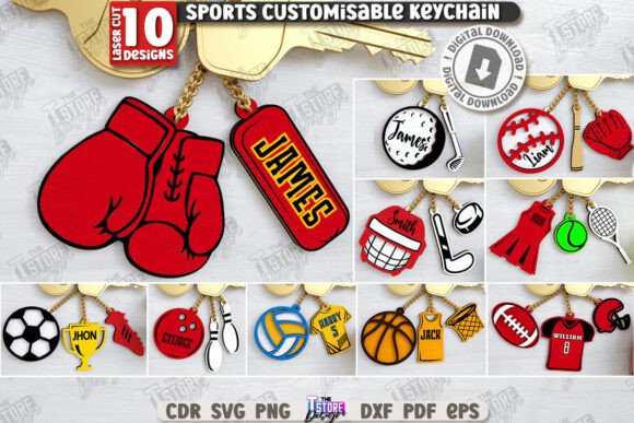 99+ Laser Cut Wood Projects To Sell From Home 58 Customizable laser cut keychains featuring various sports designs and names.