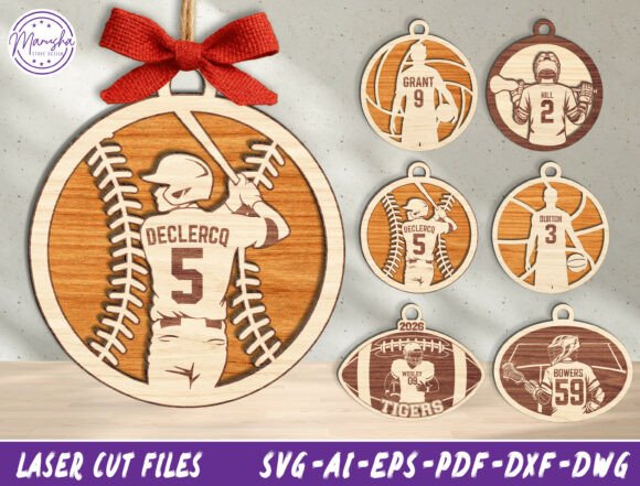 99+ Laser Cut Wood Projects To Sell From Home 166 Laser cut wood ornaments featuring sports themes and personalized names.