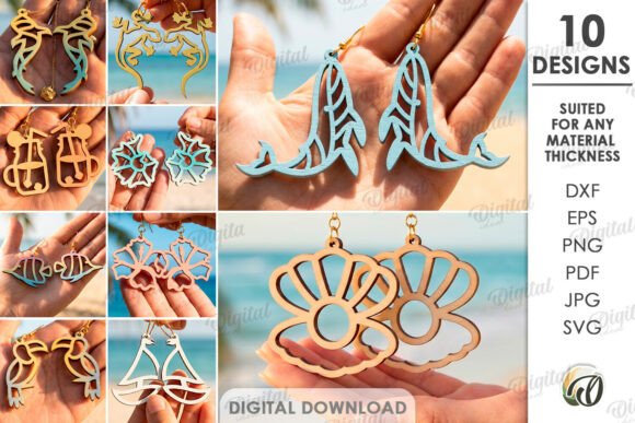 Easy Laser Cut Wood Projects To Sell On Etsy 21 Collection of floral earring designs suitable for laser cutting, showcasing various styles and shapes.