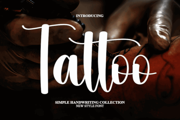 70+ Food Logo Fonts for Restaurants, Cafes, and Food Brands 65 Stylish handwritten font showcasing the word 'Tattoo' on a skin surface.