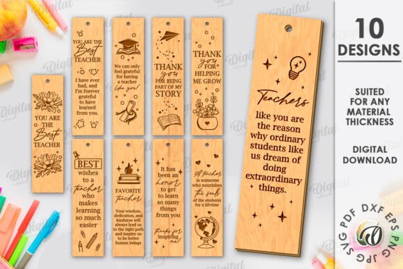 99+ Laser Cut Wood Projects To Sell From Home 83 Set of decorative laser cut wooden bookmarks with various inspirational quotes.