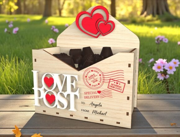 99+ Laser Cut Wood Projects To Sell From Home 208 Laser cut wooden love post box with hearts and personalized delivery message.