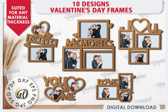 99+ Laser Cut Wood Projects To Sell From Home 373 Laser cut wood family photo frames with Valentine's Day themes and customizable text.