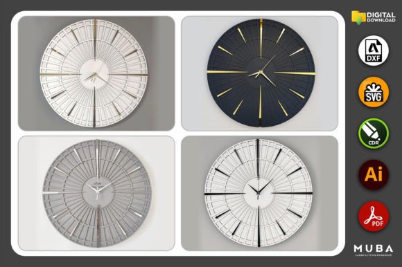 99+ Laser Cut Wood Projects To Sell From Home 20 Four laser cut wood wall clocks in different designs and colors, showcasing modern styles.