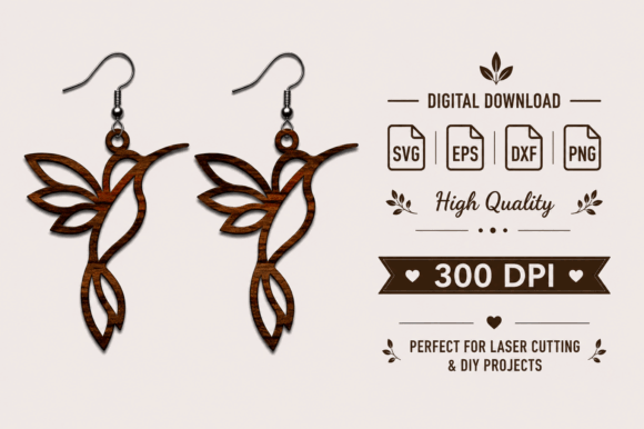 99+ Laser Cut Wood Projects To Sell From Home 113 Boho wood earrings featuring a hummingbird design, suitable for laser cut projects.