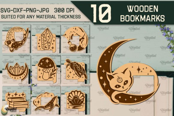 Easy Laser Cut Wood Projects To Sell On Etsy 12 Set of ten laser cut wooden bookmark designs featuring various shapes and patterns.