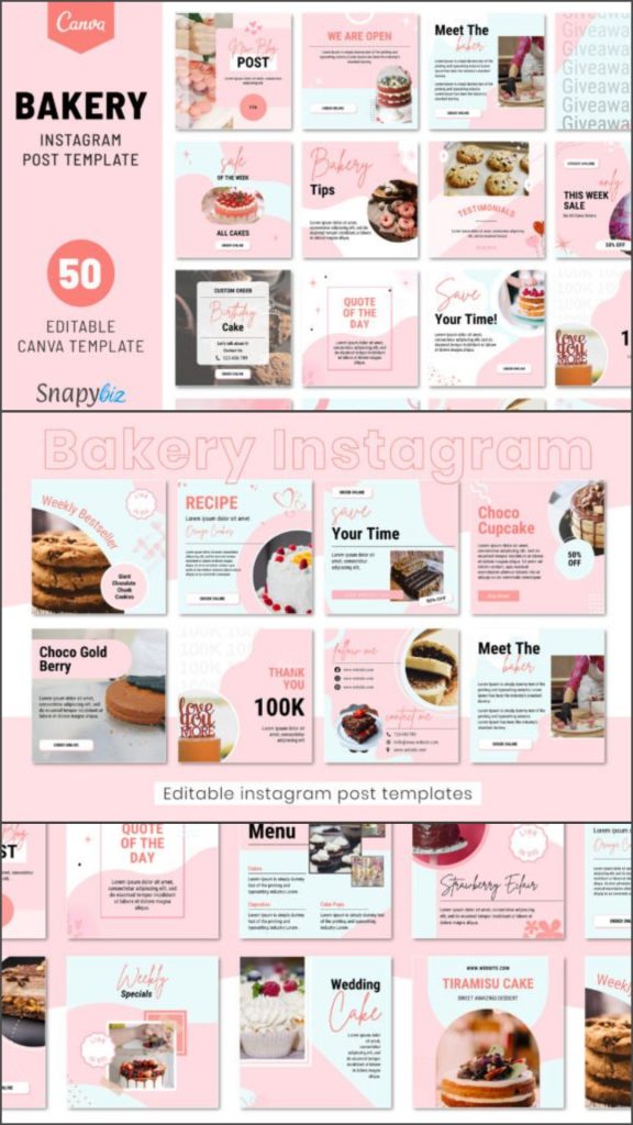 12 Instagram Templates for Bakery Shops to Increase Orders 6 Instagram Templates for Bakery Shops designed for showcasing cakes, pastries, bread products, seasonal promotions, and bakery special offers