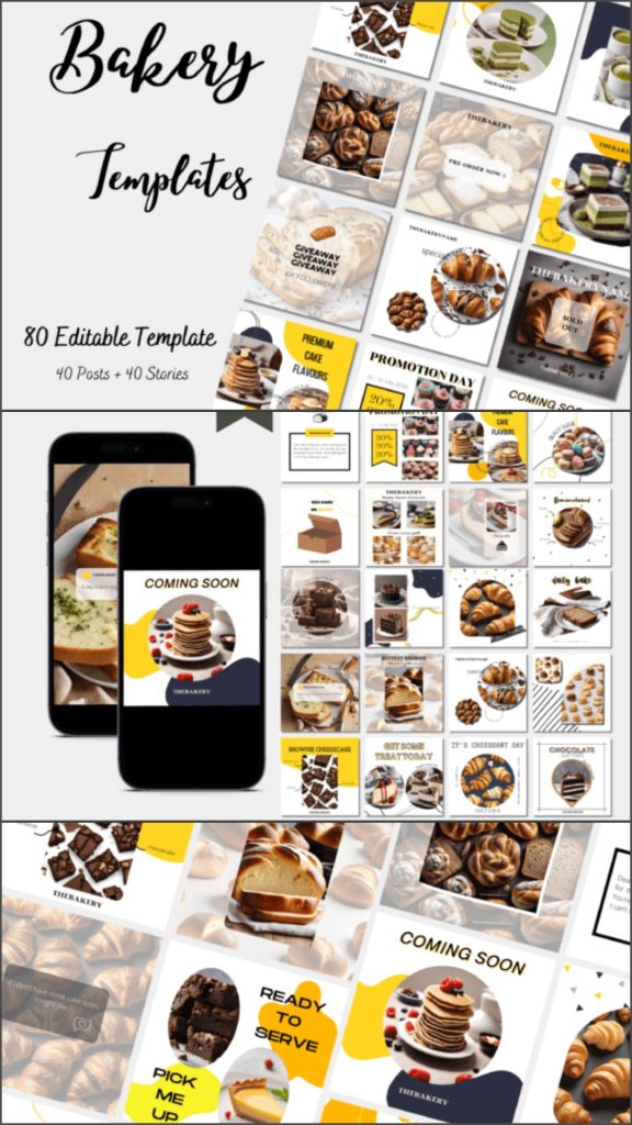 12 Instagram Templates for Bakery Shops to Increase Orders 2 Instagram Templates for Bakery Shops with professional bakery marketing layouts, product promotion posts, and social media branding templates
