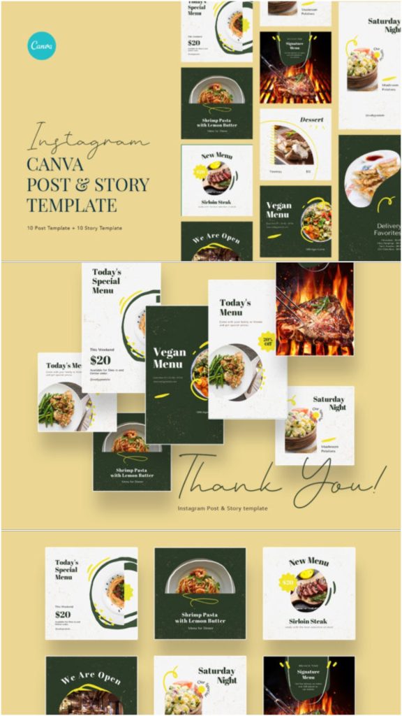 14 Instagram Templates for Restaurants That Increase Orders Fast 10 gandr collage 8