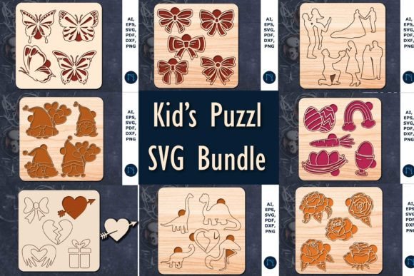 99+ Laser Cut Wood Projects To Sell From Home 325 Laser cut wood puzzle designs featuring butterflies, bows, and various shapes for kids.