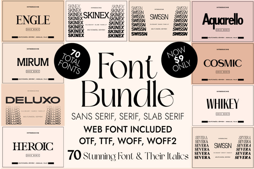 12 Best Serif Font Bundles for Restaurant Menus 10 1 70 web