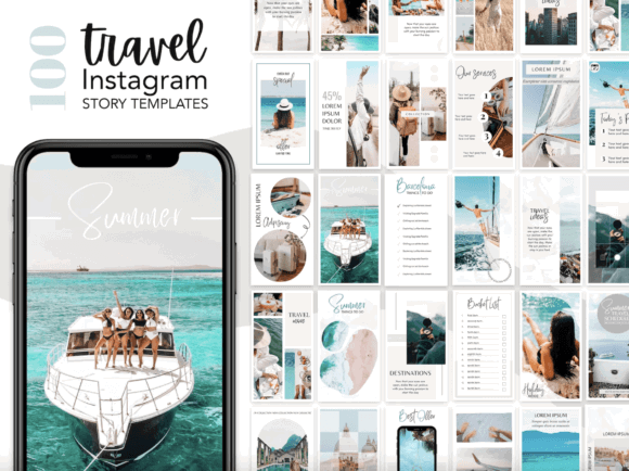 25 Instagram Story Templates: Gorgeous Designs You’ll Love 49 100 Travel Instagram Story Templates Graphics 41136864 1 1 580x434 1