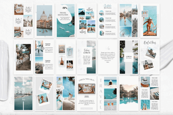 15 Minimalist Instagram Story Templates: Beautiful Kits 27 100 Travel Instagram Story Templates Graphics 41136864 4 580x385 1