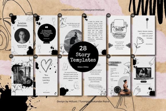 15 Minimalist Instagram Story Templates: Beautiful Kits 31 100 Typewriter Canva Instagram Template Graphics 35425486 6 580x387 1