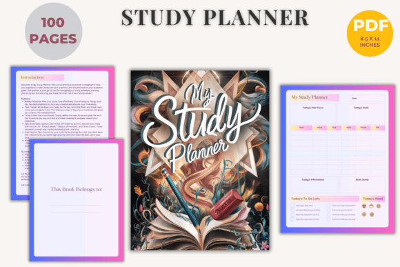12 Best Digital Academic Planner Templates for Students 34 100Page Study Planner Graphics 100062160 1 1 580x387 1