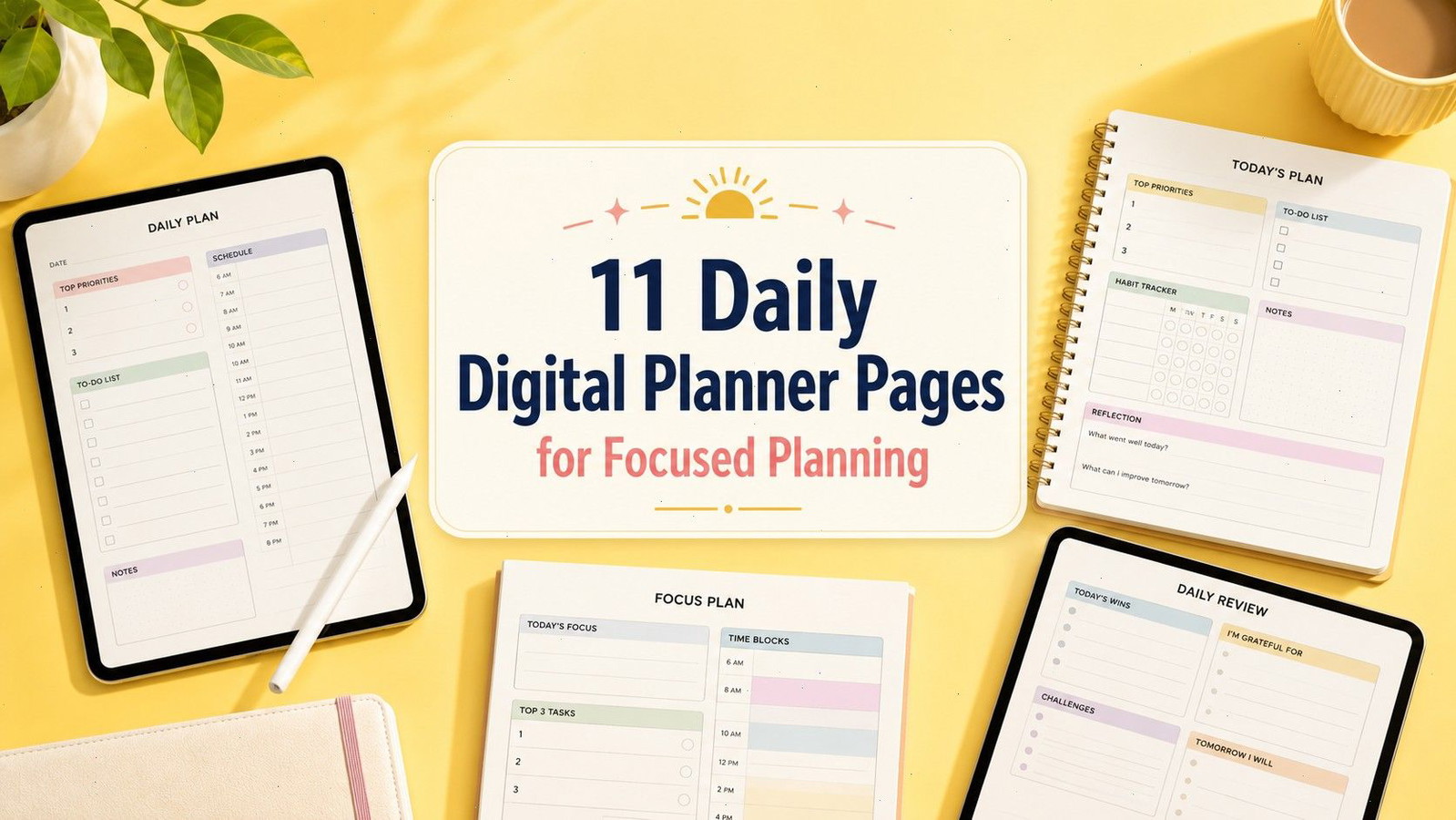 11 Daily Digital Planner Pages for Focused Planning