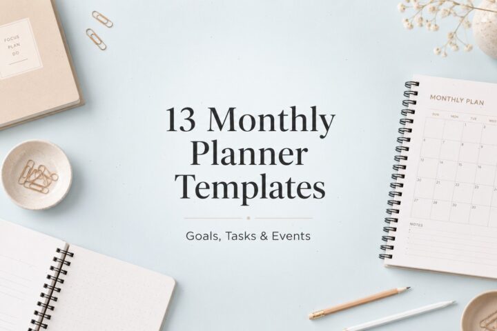 13 Monthly Planner Templates for Goals, Tasks and Events