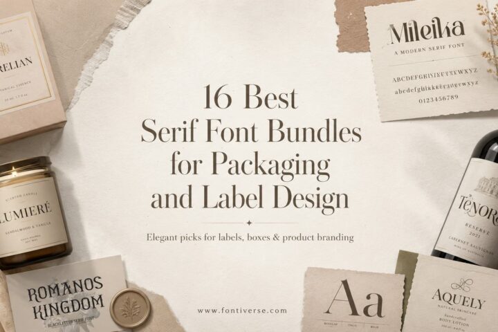 16 Best Serif Fonts Bundle for Packaging and Label Design