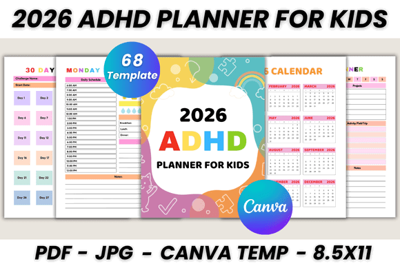 Top 10 Printable ADHD Planner Templates: Life-Changing Picks 18 2026 ADHD Planner for Kids Canva Graphics 140815255 580x386 1