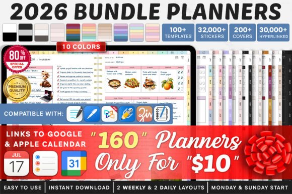 12 Best All-in-One Digital Planner Templates You’ll Love 10 2026 Bundle Digital Planner Goodnotes Graphics 130676878 1 1 580x387 2