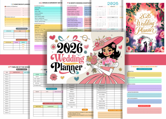 Wedding Budget Template: 16 Smart Picks for Easy Planning 19 2026 Wedding Planner Journal Graphics 129511683 1 1 580x414 1