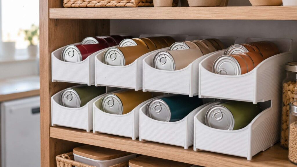 3D Printed Kitchen Gadgets: 10 Brilliant Ideas You’ll Actually Use 8 Canned food is awkward to organize because round containers roll, stack poorly, and hide their labels when pushed to the back of a shelf.