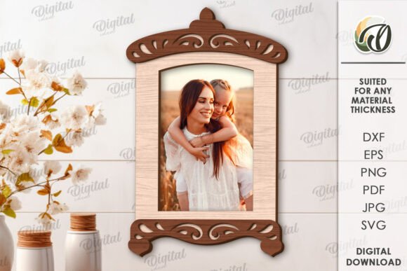 Wooden Laser Cut Gift Ideas: 26 Amazing Personalized Project 26 3D wooden photo frame with a smiling woman and child, showcasing laser cut design.