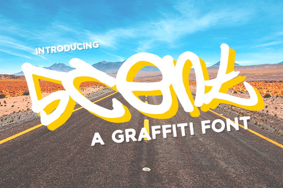20 Best Graffiti Fonts for T-Shirt Design That Print Well 3 5cent graffiti font displayed on a desert road background